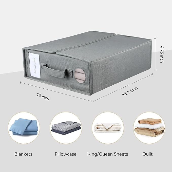 Foldable Bed Sheet Organizer, 4 Pack, 15" L×13" W×5" H
