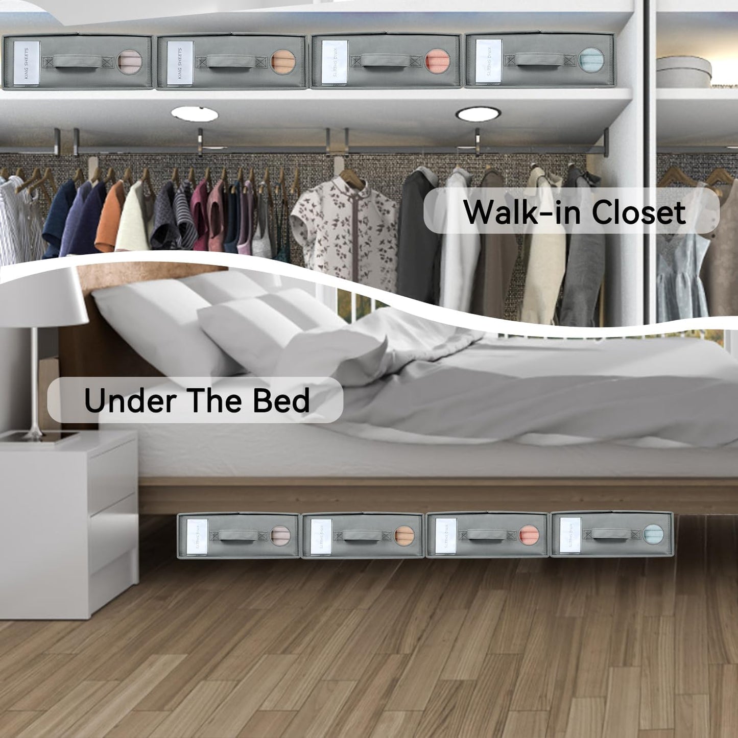 Foldable Bed Sheet Organizer, 4 Pack, 15" L×13" W×5" H