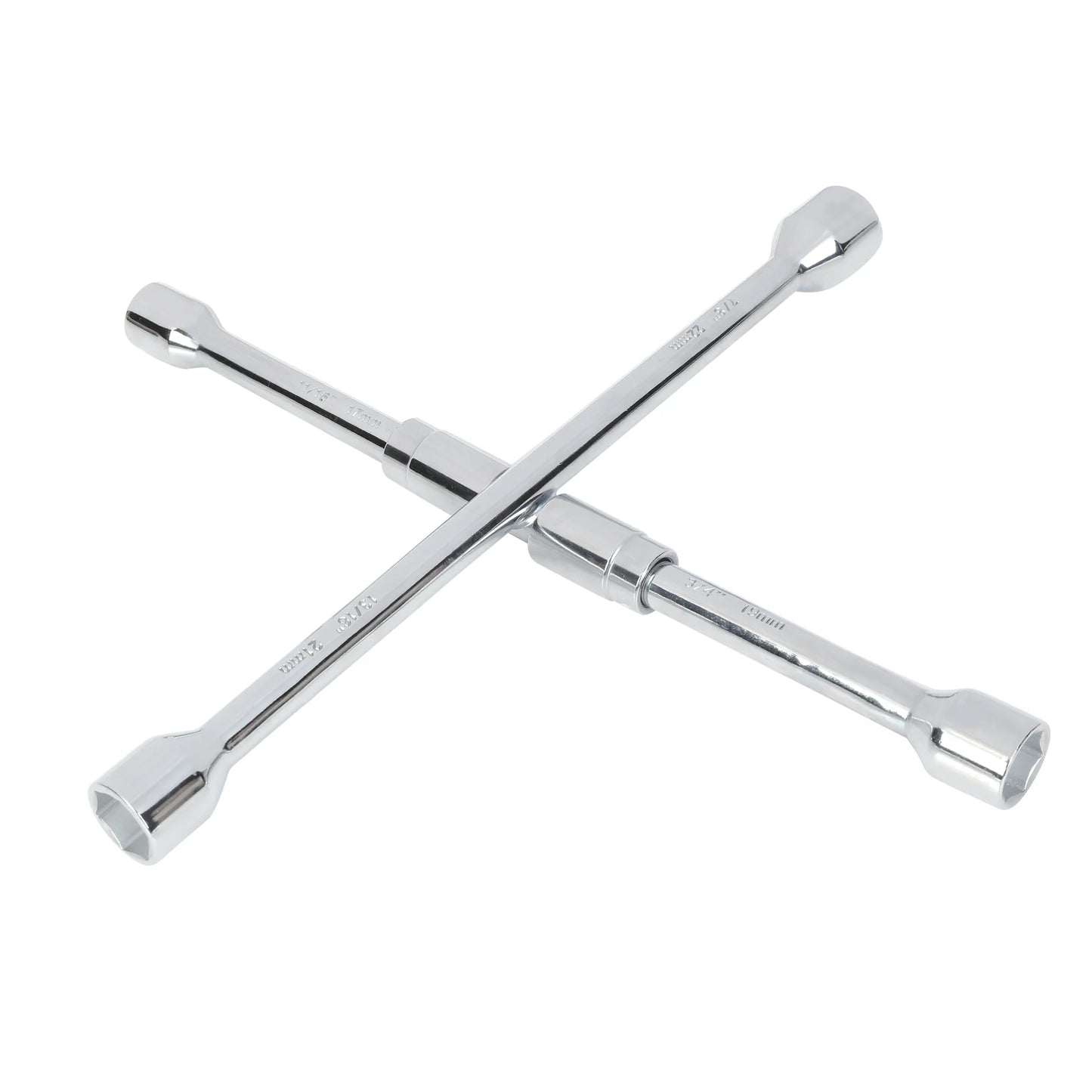 Heavy Duty Folding Lug Wrench, Carbon Steel, 14-inch Tire Iron, Chrome