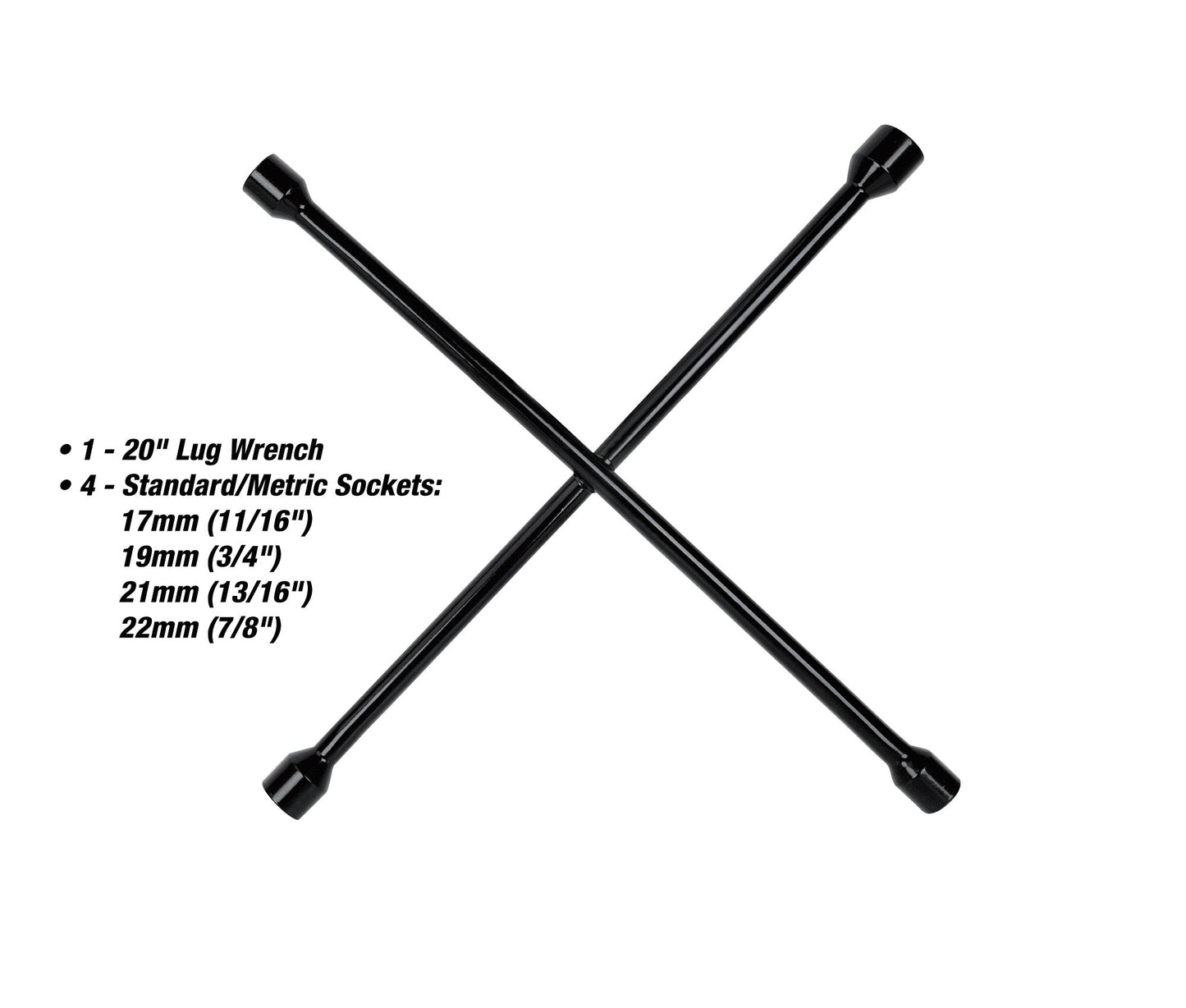 Heavy Duty Lug Wrench, Carbon Steel, Tire Iron 20-inch, Black