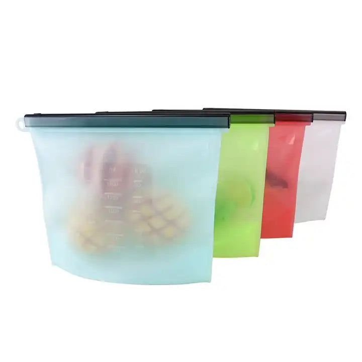 Reusable Silicone Snack Bags Silicone Freezer Microwave Safe Airtight Fresh Bag Food Storage Bags