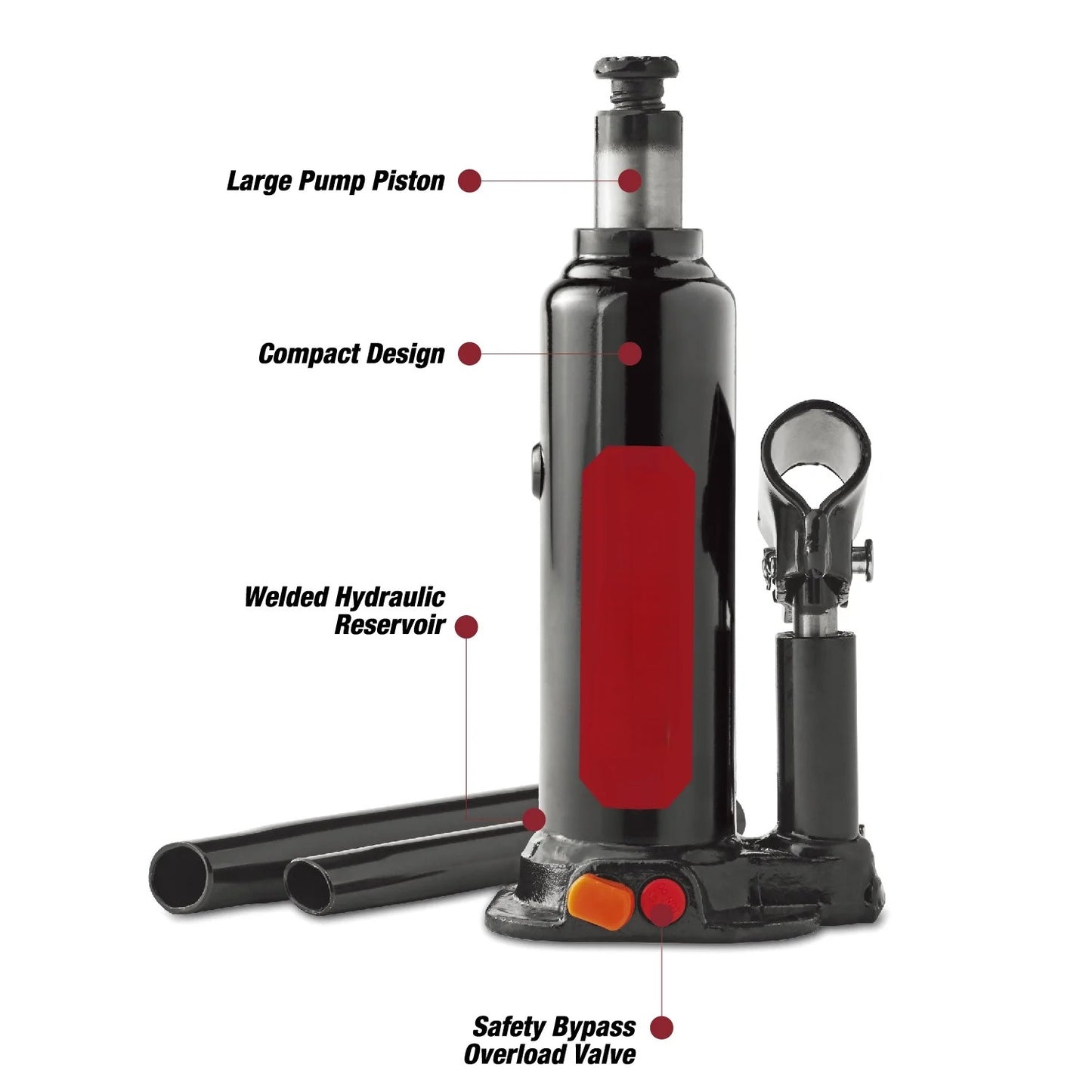 Bottle Jack, 2 Ton Black