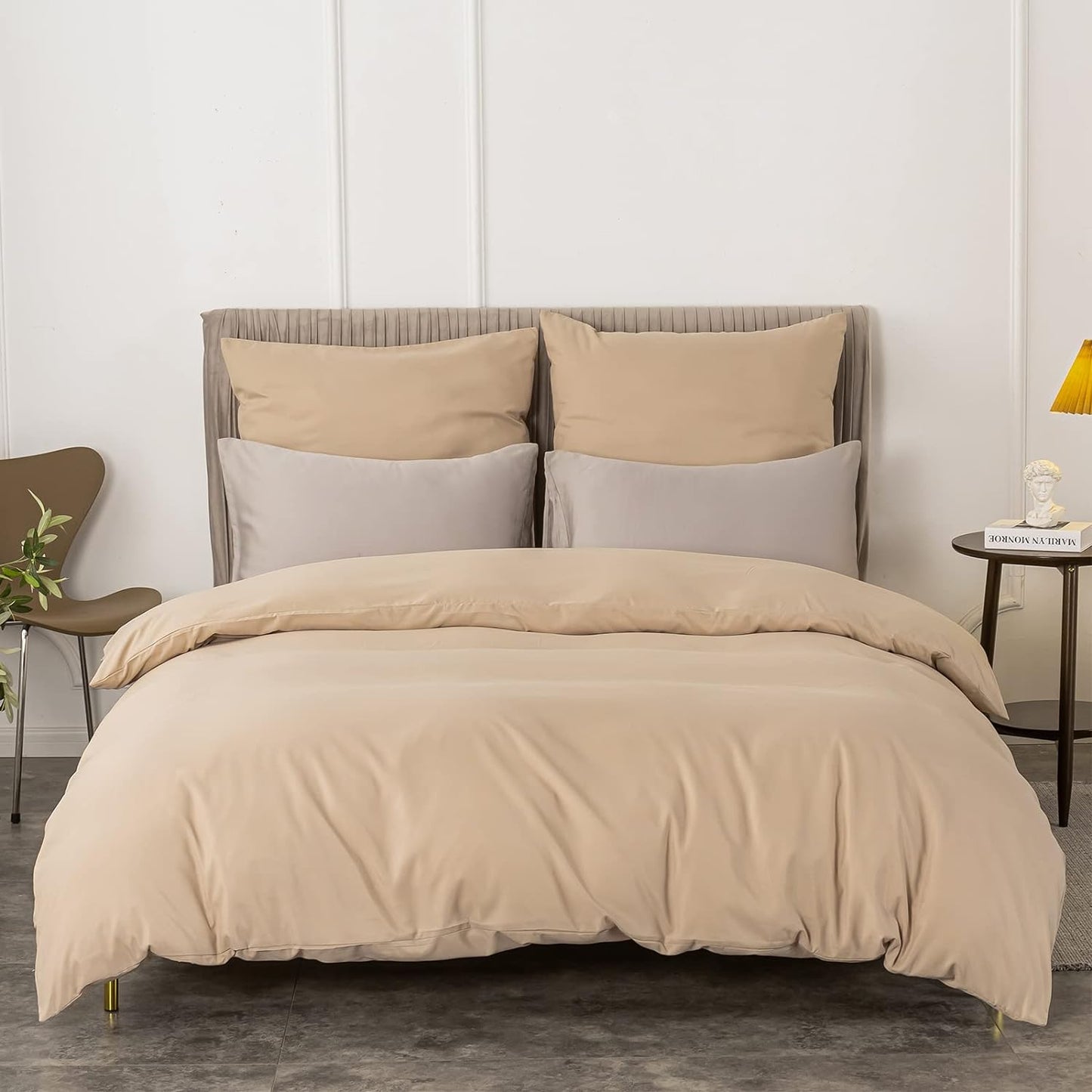 Duvet Cover Set, Two-Sided, Soft and Skin-friendly with Zip and Corner Ties, Suitable for All Seasons