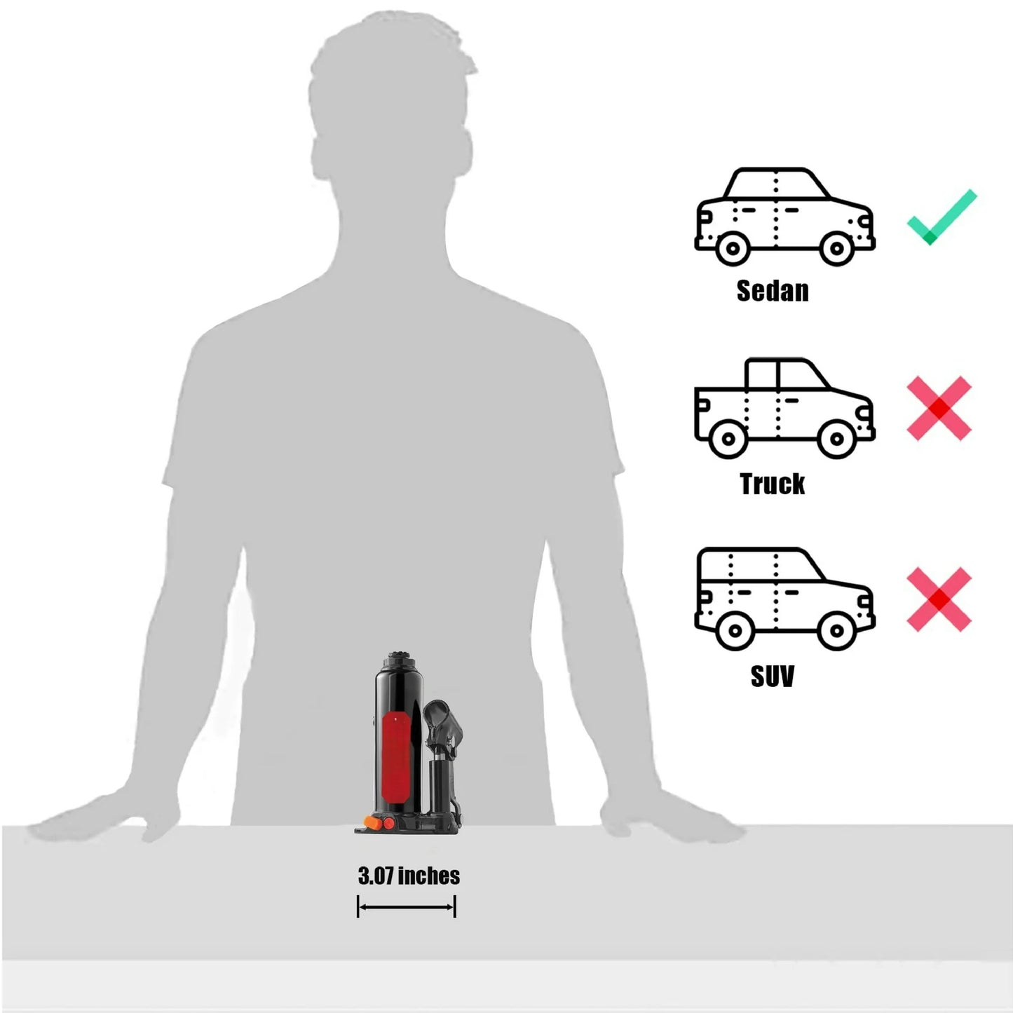 Bottle Jack, 2 Ton Black