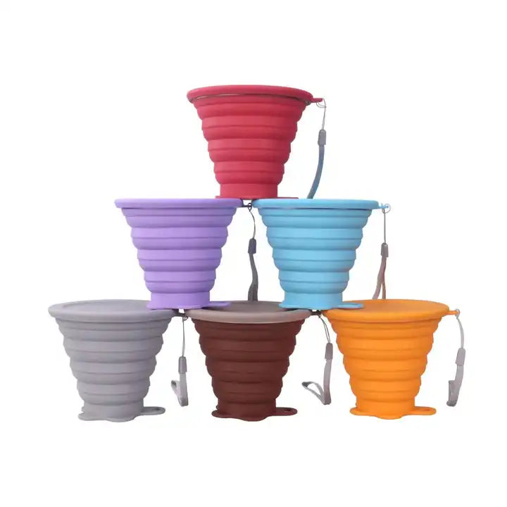 Eco Friendly Reusable Portable Collapsible Kids Cup Silicone Coffee Cup Foldable Mini Travel Mug With Lid